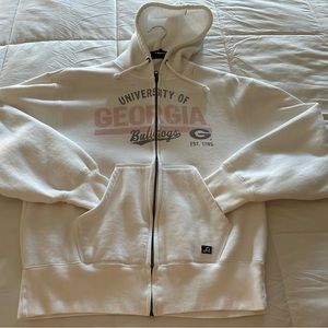 White with Pink and gray University of Georgia Bulldogs Hoodie with zipper